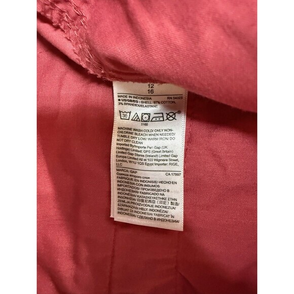 Gap Girlfriend Khaki 12 Pink Red Women's Straight Leg Cotton Stretch Mid-Rise - Picture 7 of 8